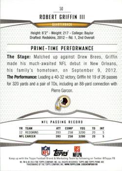 2013 Topps Prime - Retail #50 Robert Griffin III Back