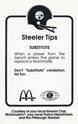1984 Pittsburgh Steelers Kiwanis McDonalds Police #NNO Frank Pollard Back