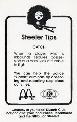 1984 Pittsburgh Steelers Kiwanis McDonalds Police #NNO John Stallworth Back