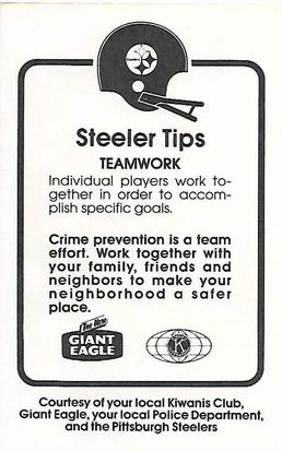 1985 Pittsburgh Steelers Kiwanis Giant Eagle Police #NNO Walter Abercrombie Back