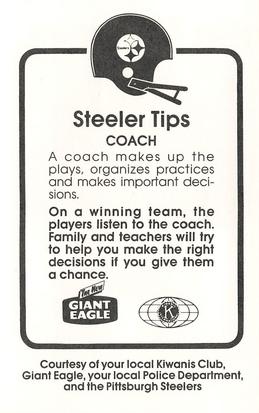 1985 Pittsburgh Steelers Kiwanis Giant Eagle Police #NNO Chuck Noll Back