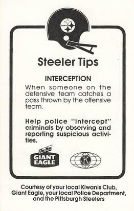 1986 Pittsburgh Steelers Kiwanis Giant Eagle Police #NNO Donnie Shell Back