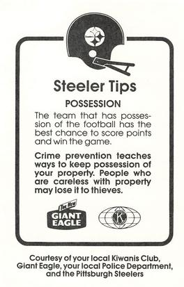 1986 Pittsburgh Steelers Kiwanis Giant Eagle Police #NNO Mike Webster Back