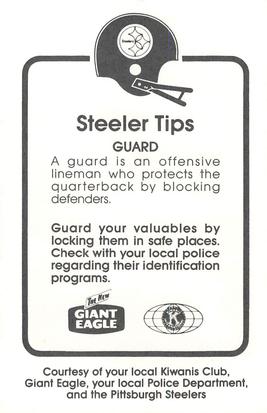 1988 Pittsburgh Steelers Kiwanis Giant Eagle Police #NNO Craig Wolfley Back