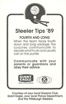 1989 Pittsburgh Steelers Kiwanis Giant Eagle Police #NNO Harry Newsome Back