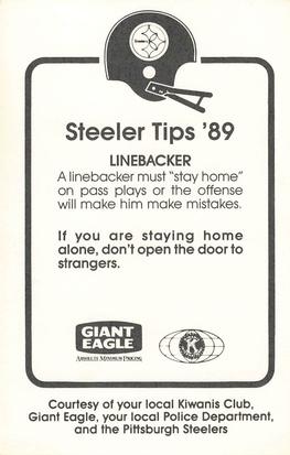 1989 Pittsburgh Steelers Kiwanis Giant Eagle Police #NNO Bryan Hinkle Back