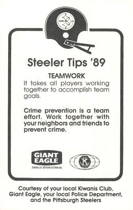 1989 Pittsburgh Steelers Kiwanis Giant Eagle Police #NNO Tunch Ilkin Back