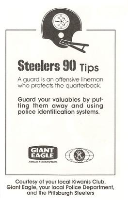 1990 Pittsburgh Steelers Kiwanis Giant Eagle Police #NNO John Rienstra Back