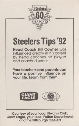 1992 Pittsburgh Steelers Kiwanis Giant Eagle Police #NNO Bill Cowher Back