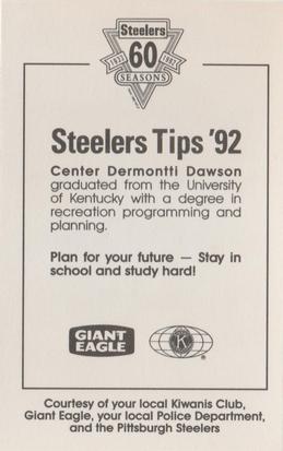 1992 Pittsburgh Steelers Kiwanis Giant Eagle Police #NNO Dermontti Dawson Back