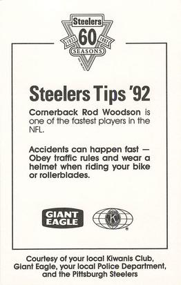 1992 Pittsburgh Steelers Kiwanis Giant Eagle Police #NNO Rod Woodson Back