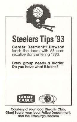 1993 Pittsburgh Steelers Police #NNO Dermontti Dawson Back