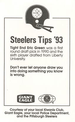 1993 Pittsburgh Steelers Police #NNO Eric Green Back