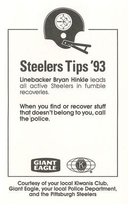 1993 Pittsburgh Steelers Police #NNO Bryan Hinkle Back