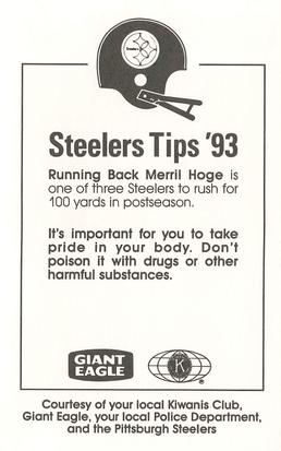 1993 Pittsburgh Steelers Police #NNO Merril Hoge Back