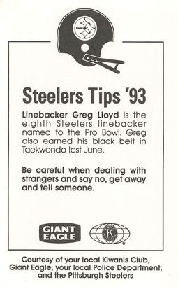 1993 Pittsburgh Steelers Police #NNO Greg Lloyd Back