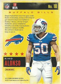 2013 Panini Contenders - Rookie of the Year Contenders #18 Kiko Alonso Back