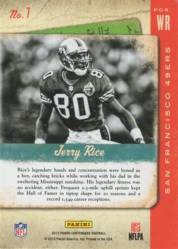 2013 Panini Contenders - Legendary Contenders #7 Jerry Rice Back