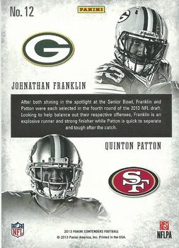 2013 Panini Contenders - Round Numbers #12 Johnathan Franklin / Quinton Patton Back