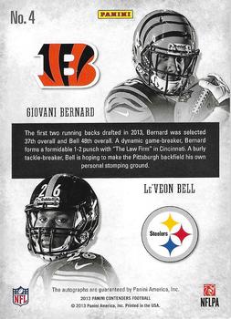 2013 Panini Contenders - Round Numbers Autographs #4 Giovani Bernard / Le'Veon Bell Back