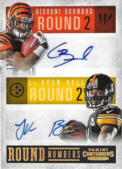 2013 Panini Contenders - Round Numbers Autographs #4 Giovani Bernard / Le'Veon Bell Front