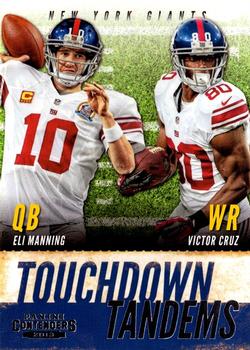 2013 Panini Contenders - Touchdown Tandems #8 Eli Manning / Victor Cruz Front