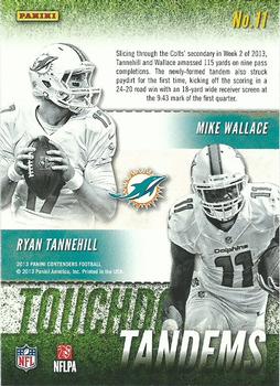 2013 Panini Contenders - Touchdown Tandems #11 Ryan Tannehill / Mike Wallace Back