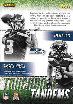 2013 Panini Contenders - Touchdown Tandems #14 Russell Wilson / Golden Tate Back