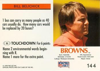 1992 Pro Set FACT Mobil #144 Bill Belichick Back