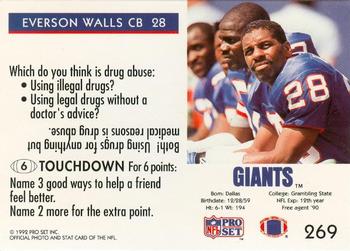 1992 Pro Set FACT Mobil #269 Everson Walls Back