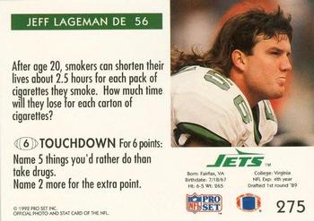 1992 Pro Set FACT Mobil #275 Jeff Lageman Back