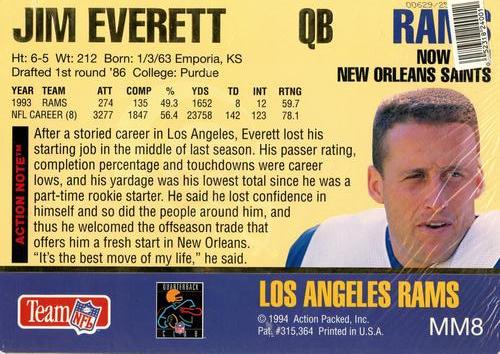 1994 Action Packed - Mammoth 7x10 #MM8 Jim Everett Back