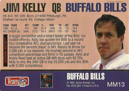 1994 Action Packed - Mammoth 7x10 #MM13 Jim Kelly Back