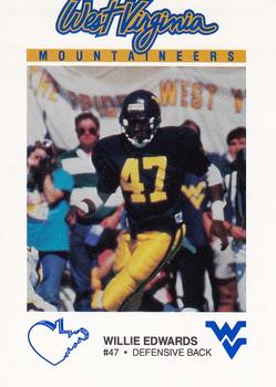 1988 West Virginia Mountaineers #3 Willie Edwards Front