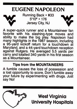 1988 West Virginia Mountaineers #10 Eugene Napoleon Back