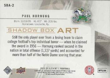 2013 SP Authentic - Shadowbox #SBA-2 Paul Hornung Back