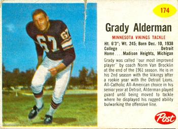 1962 Post Cereal #174 Grady Alderman Front