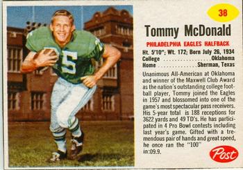1962 Post Cereal #38 Tommy McDonald Front