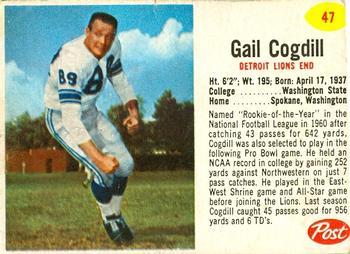 1962 Post Cereal #47 Gail Cogdill Front