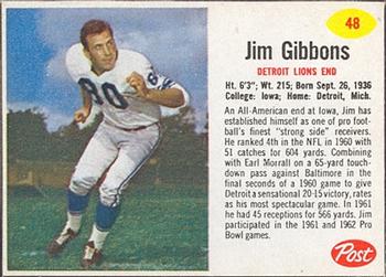 1962 Post Cereal #48 Jim Gibbons Front