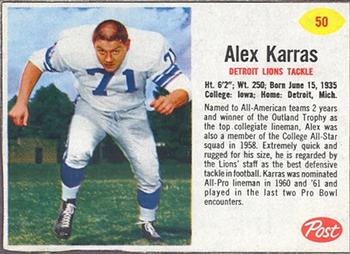 1962 Post Cereal #50 Alex Karras Front