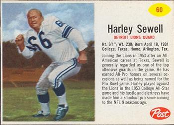 1962 Post Cereal #60 Harley Sewell Front