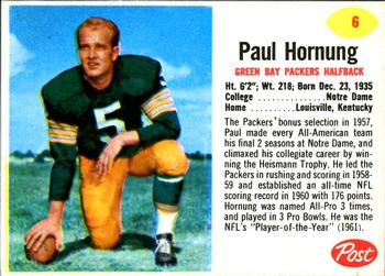 1962 Post Cereal #6 Paul Hornung Front
