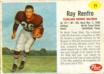 1962 Post Cereal #71 Ray Renfro Front