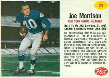 1962 Post Cereal #24 Joe Morrison Front