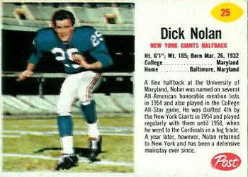 1962 Post Cereal #25 Dick Nolan Front