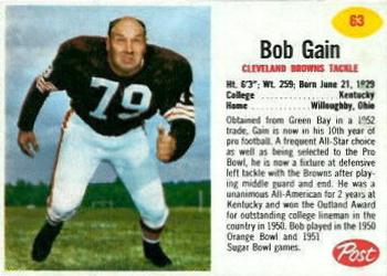 1962 Post Cereal #63 Bob Gain Front