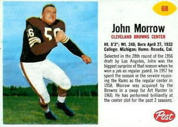 1962 Post Cereal #68 John Morrow Front