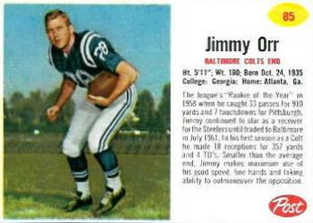 1962 Post Cereal #85 Jimmy Orr Front