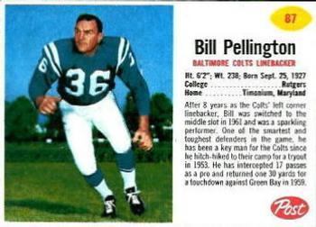 1962 Post Cereal #87 Bill Pellington Front